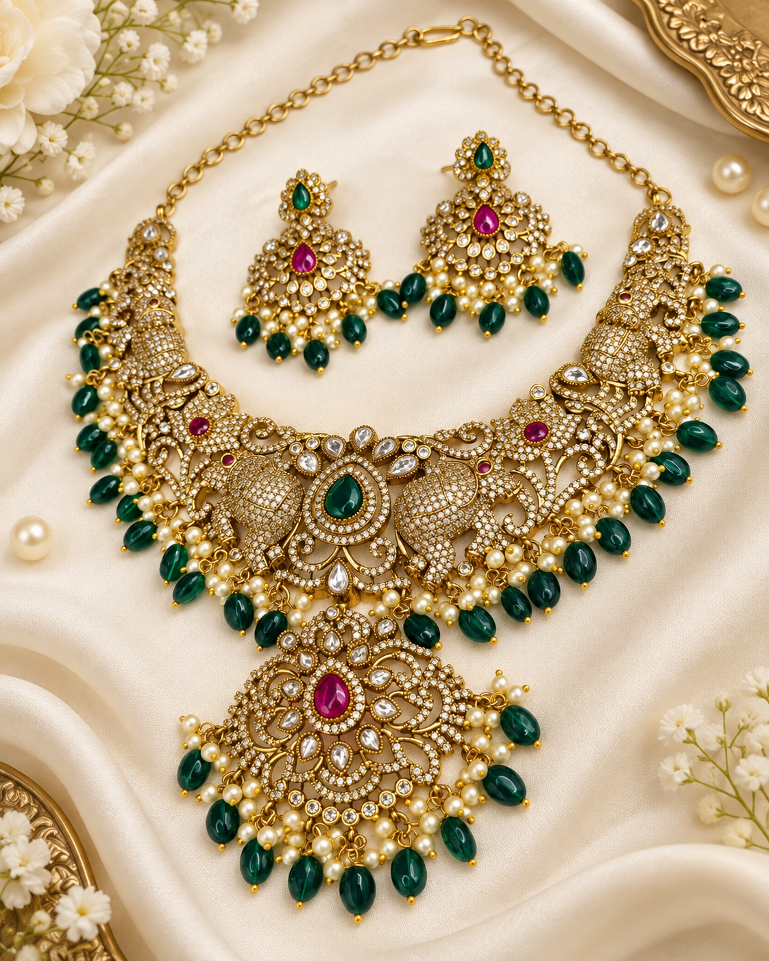 Royal Elephant Motif Bridal Necklace Set